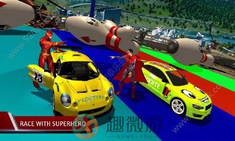 超级英雄高台飞车游戏安卓版(Superhero Mega Ramp Car Rider Stunts)图片2
